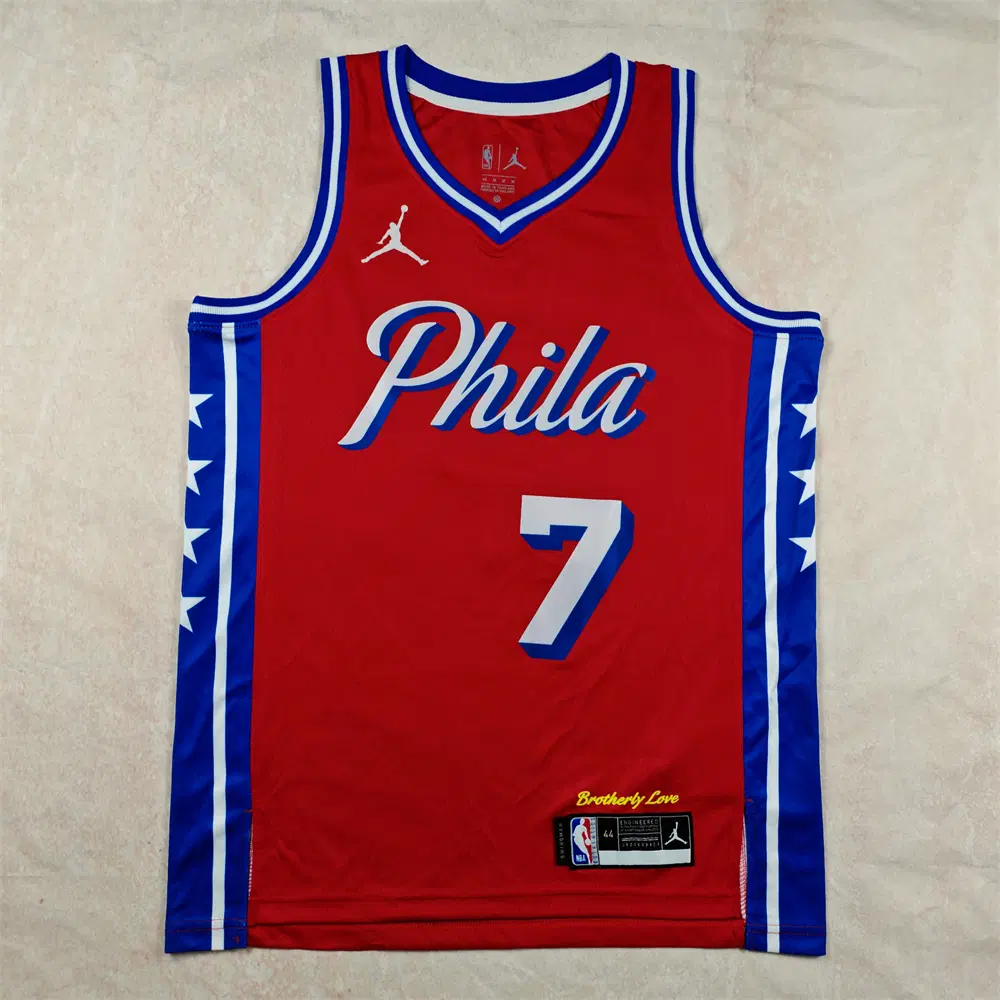 NBA 농구 유니폼 필라델피아 76ers 7번 레드 히트 유니폼 BROWN