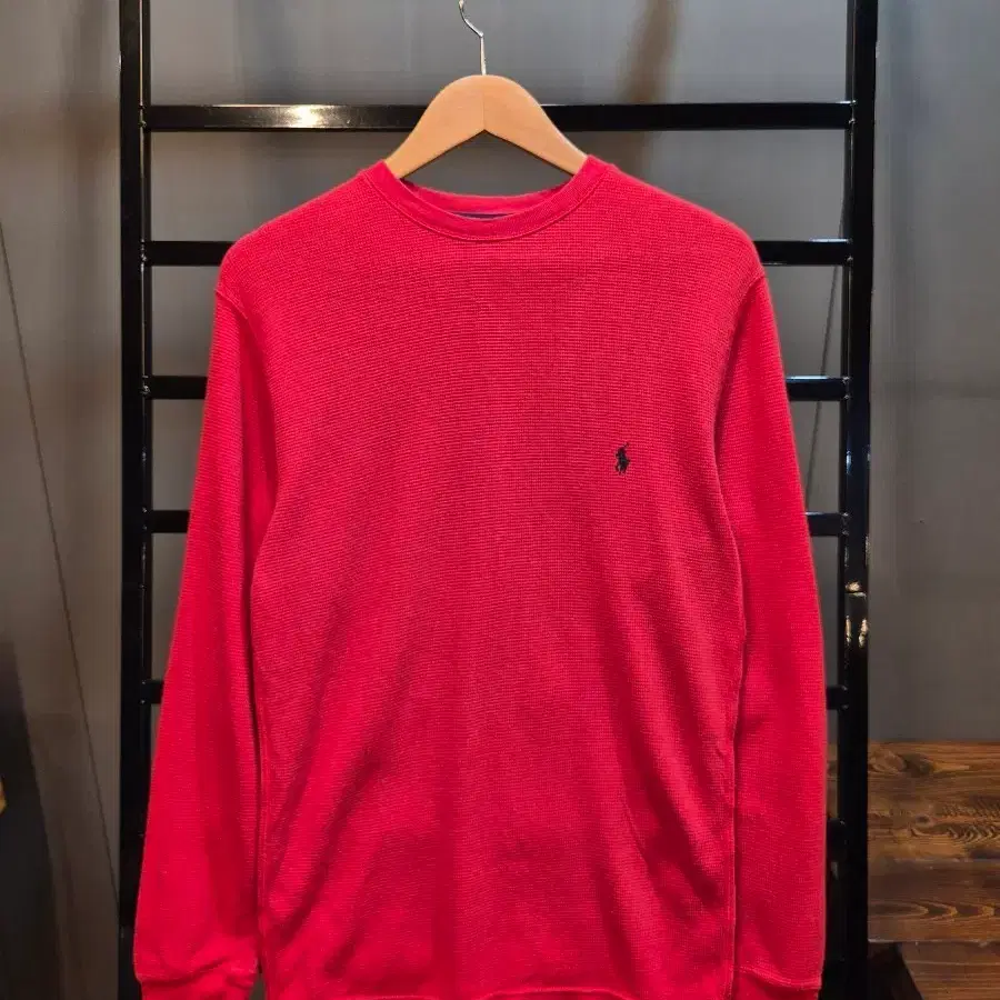 [S] 폴로 랄프로렌 POLO RALPH LAUREN 와플 조직 코튼 긴팔 티셔츠 레드 2.9