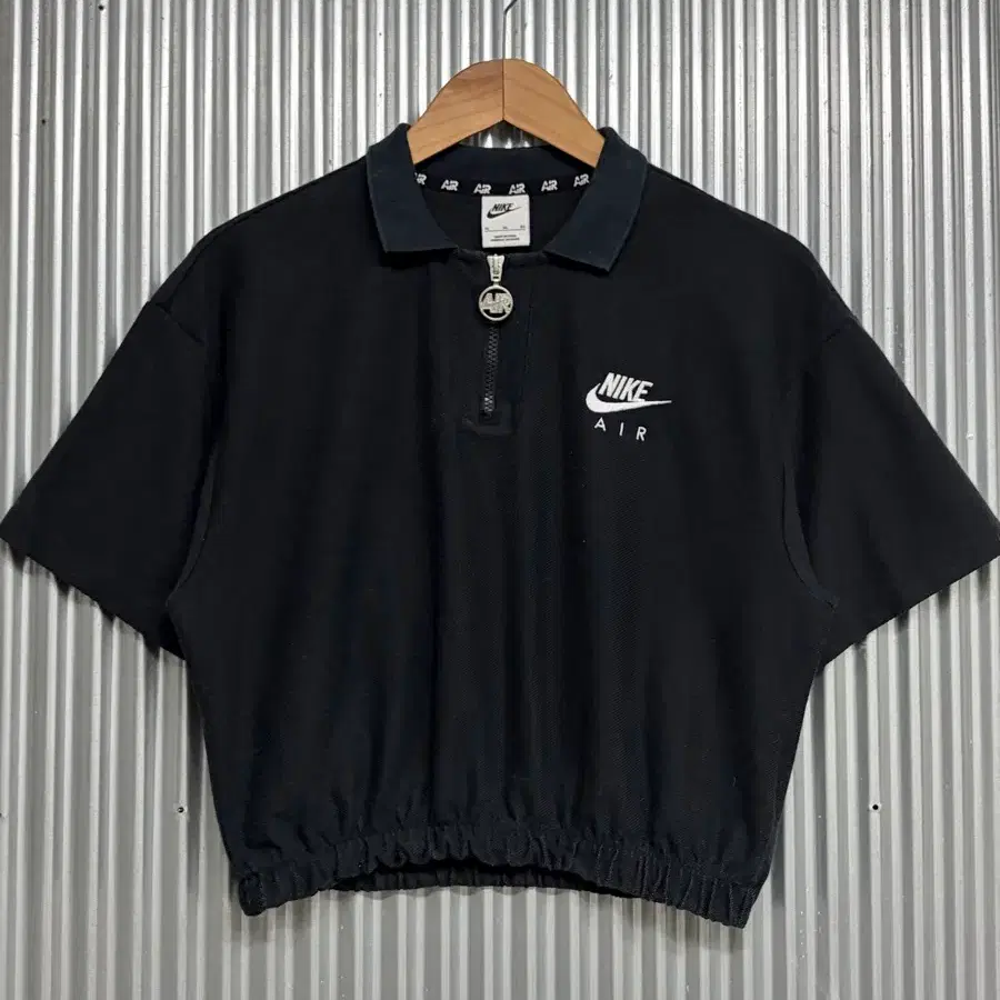 [XL] 나이키 NIKE 에어 하프집 크롭 카라 반팔티 블랙 2.9