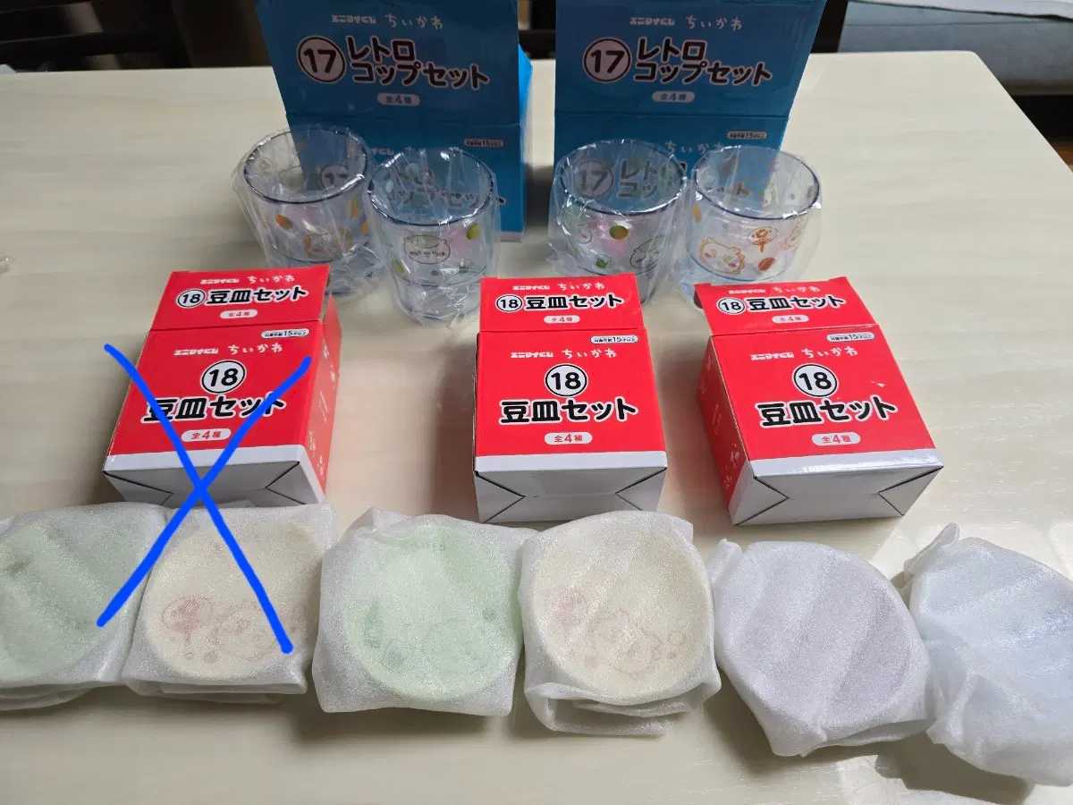 치이카와 여름쿠지 접시세트 모몽가 카니 시사 쿠리만쥬