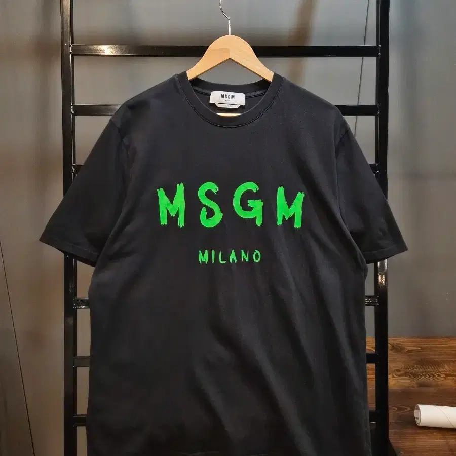 [XL] 엠에스지엠 MSGM 브러쉬 로고 반팔 티셔츠 블랙 이탈리아 5.9