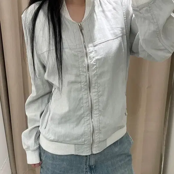 솔리드옴므 린넨 원웨이 블루종 자켓 R2694