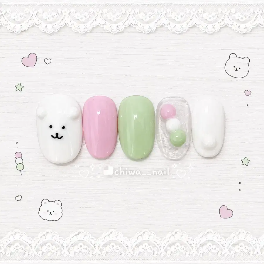주문제작 농담곰 당고 수제 네일팁