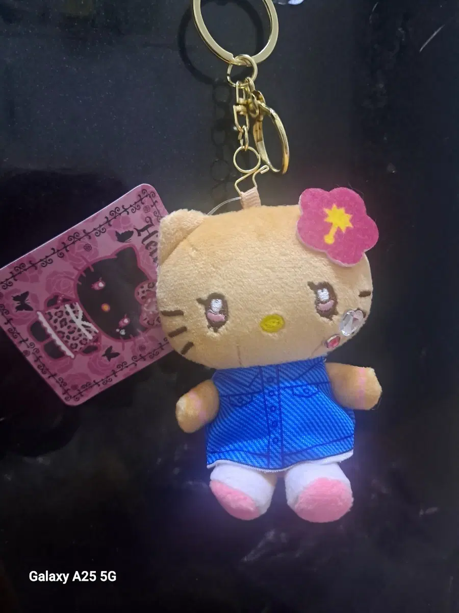 산리오정품갸루키티 인형 키링 청 원피스