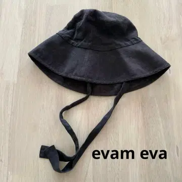 evam eva 린넨 스트랩 햇 블랙