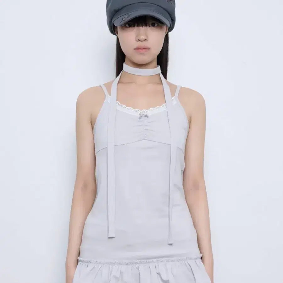 뚜오미오 SCARF FRILL SLEEVELESS [LIGHT GREY]