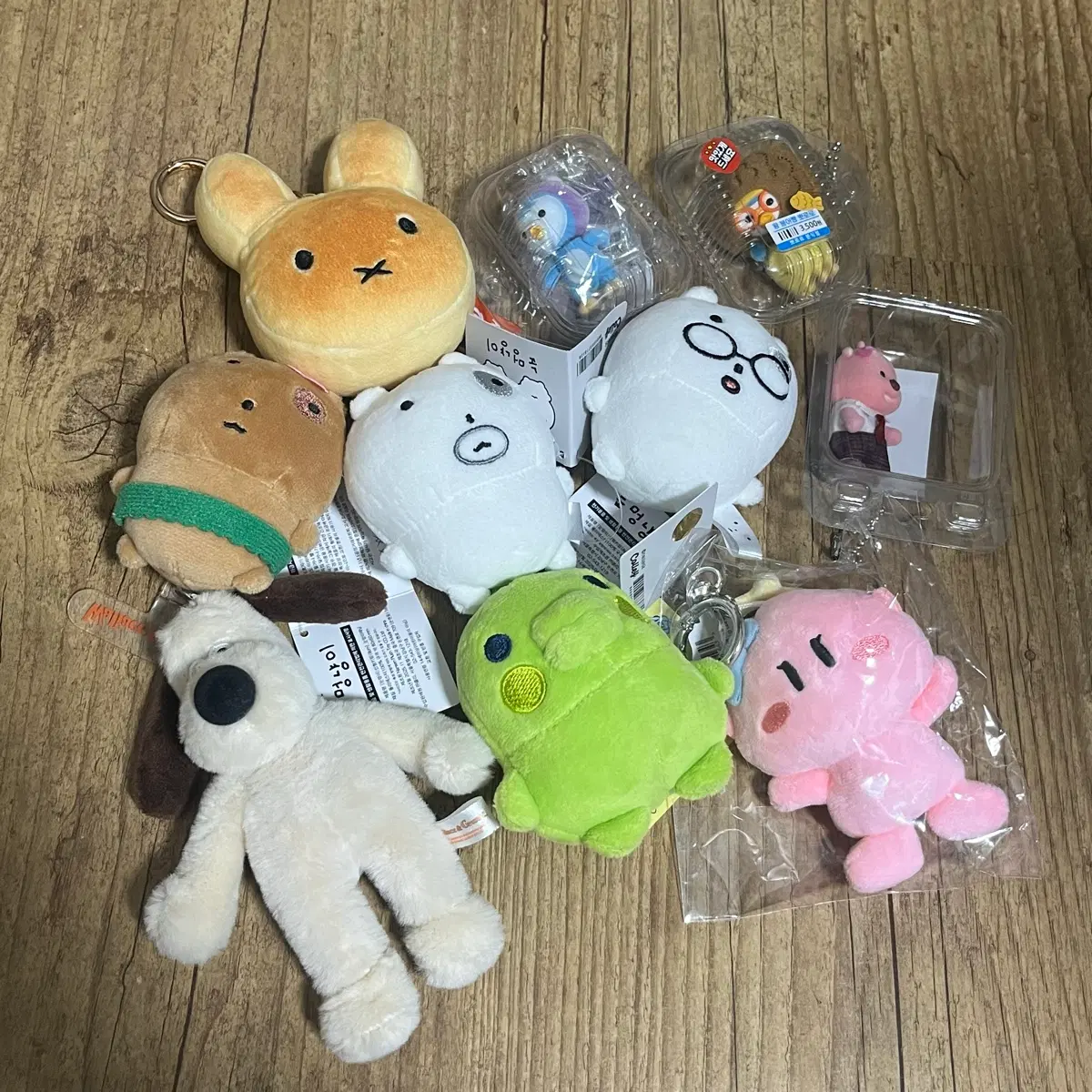 눈멍이 구치파치 주댕치 꿈순이 그로밋 미피 뽀로로 인형 키링 세트