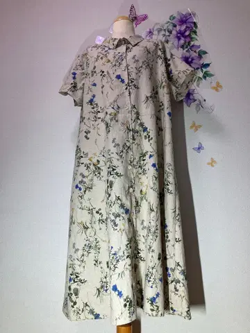 면 린넨 모슬린 허리 절개 원피스 [Hand made]