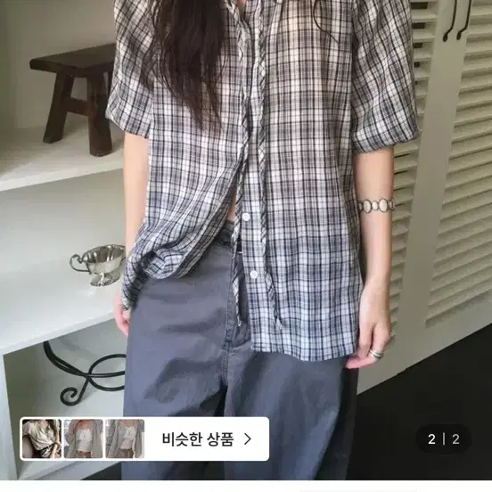 미엔느 체크 빈티지 블라우스 새상품