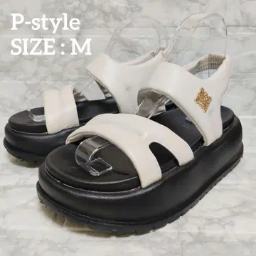 P-style 통굽 샌들 블랙 스트랩 웨지솔 M