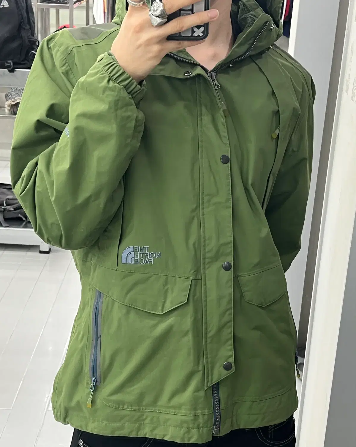 (M) 노스페이스 하이벤트 사이드로고 마운틴 윈드브레이커 자켓 카키