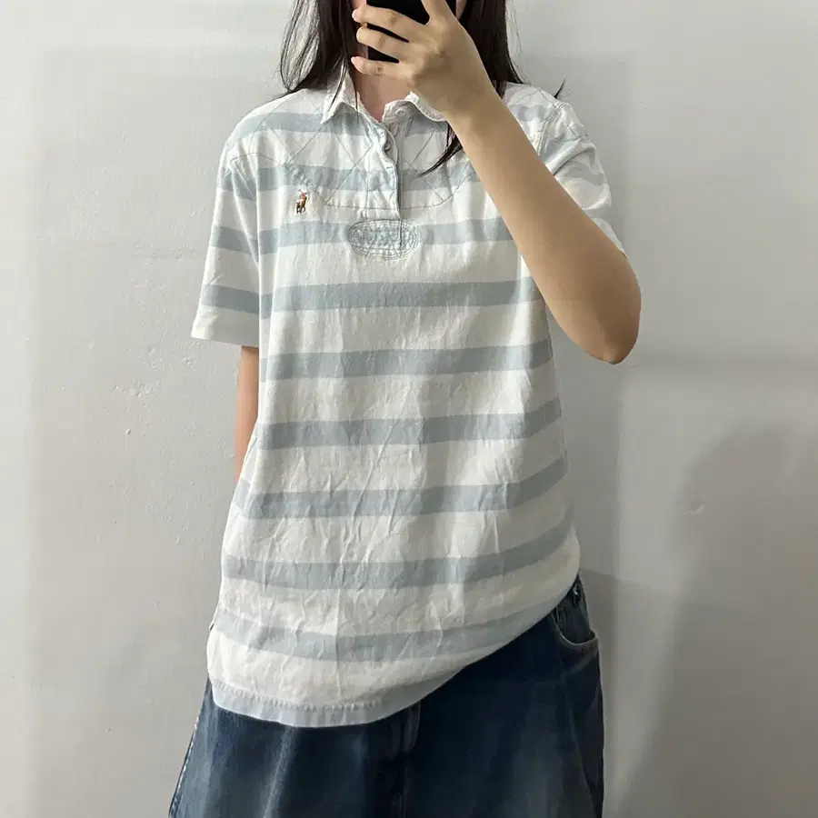 (L) 폴로 랄프로렌 스트라이프 럭비 반팔 카라티