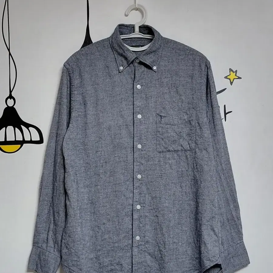 MACKINTOSH LONDON 고급 야크 혼방 멜란지 버튼다운 셔츠 (Size M)