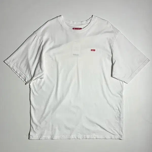 슈프림 스몰 레드 박스로고 화이트 코튼 반팔 티셔츠 R2681
