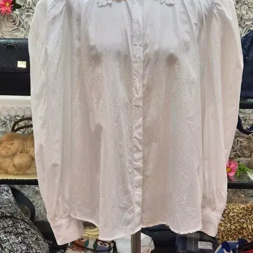 ZARA 자라 면 100% 퍼프 블라우스 셔츠 55 66