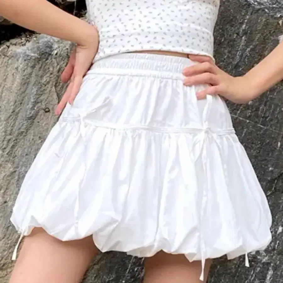 에이블리 벌룬 리본 미니 스커트 펌킨 스커트
