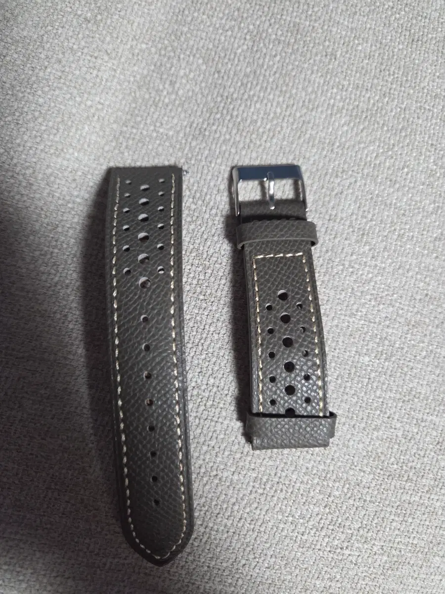 22mm 그레이 가죽 스트랩