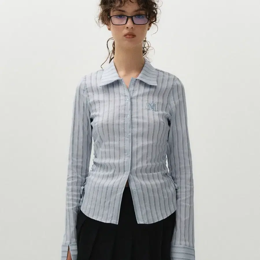 미드나잇무브 st shirt blue 스트라이프 셔츠 블루 M