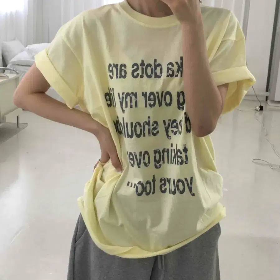 레이어 도트 레터링 오버핏 반팔티