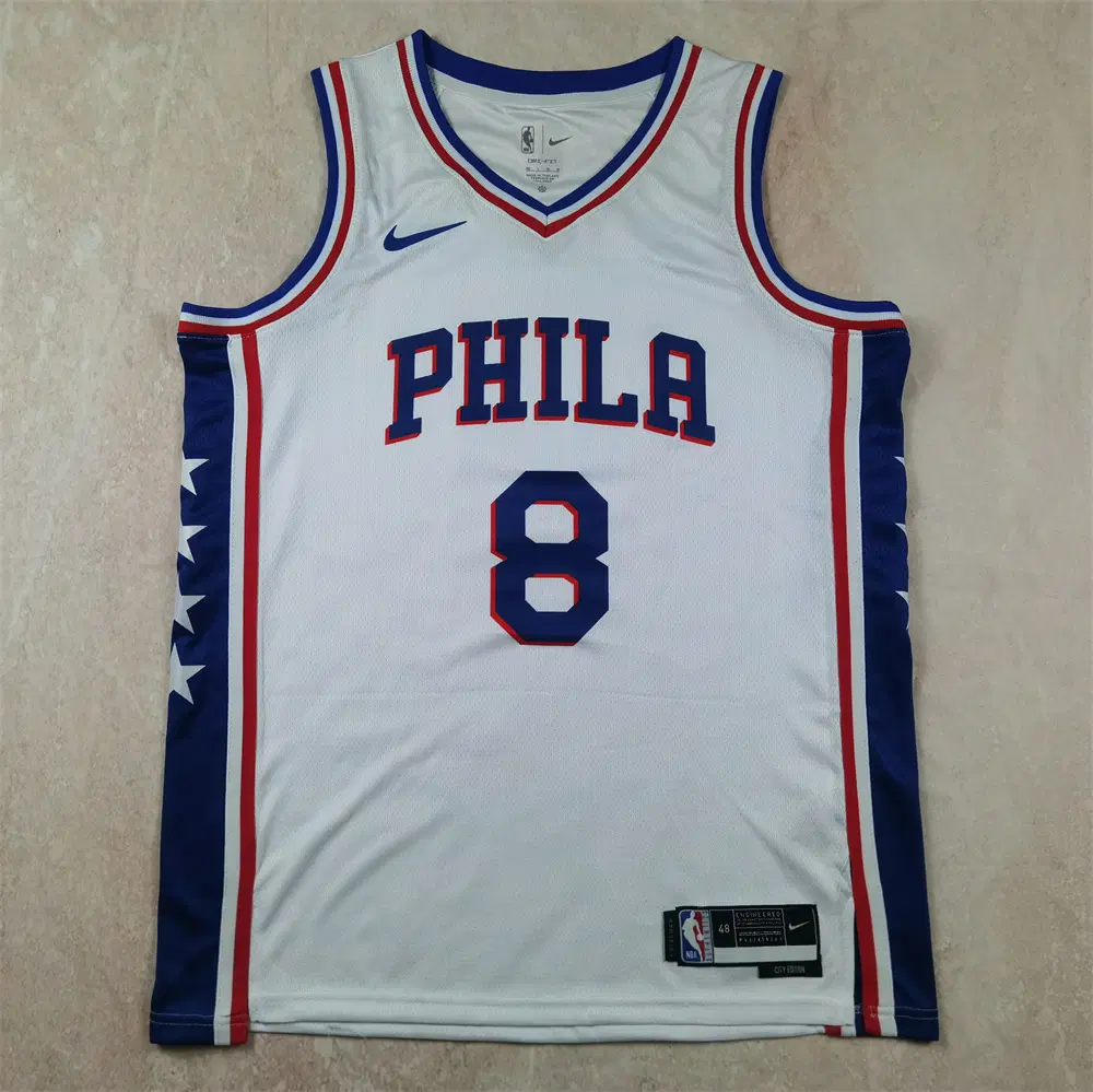 NBA 필라델피아 76ers 폴 조지(George) 8번 시티 에디션 농구 저지 남성용 무지 운동 조끼