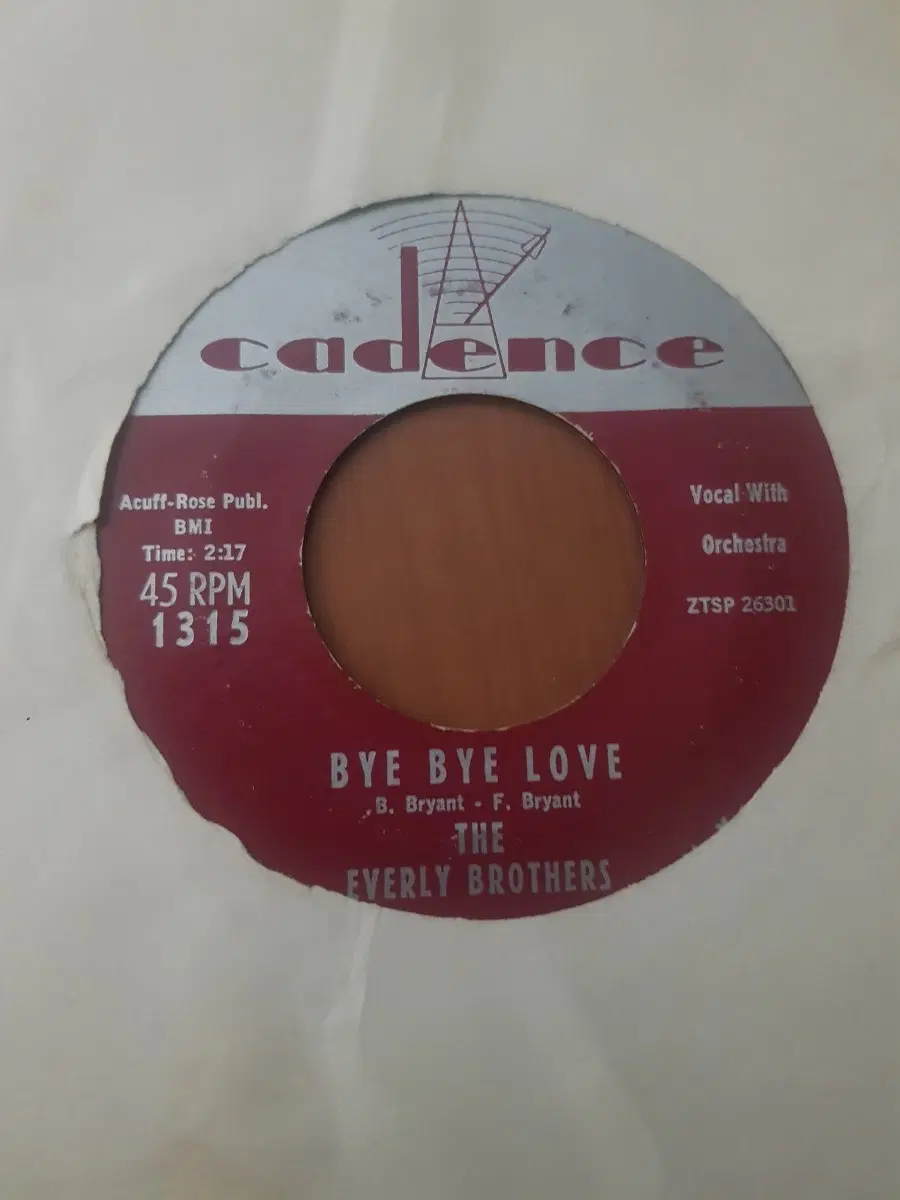 The Everly Brothers Bye Bye Love/I Wonder If I Care As Much 미국반 7인치싱글 바이닐vinyl 도넛판 올드팝엘피 Oldpoplp