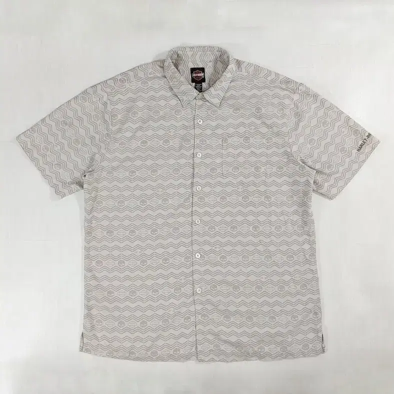 할리데이비슨 셰브론 해골 패턴 반팔셔츠 2XL