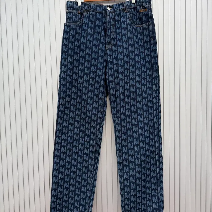 MSGM 모노그램 프린트 데님 팬츠