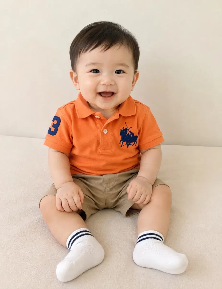 9m사이즈 폴로랄프로렌 빅포니 반팔티셔츠 오렌지 정품 베이비