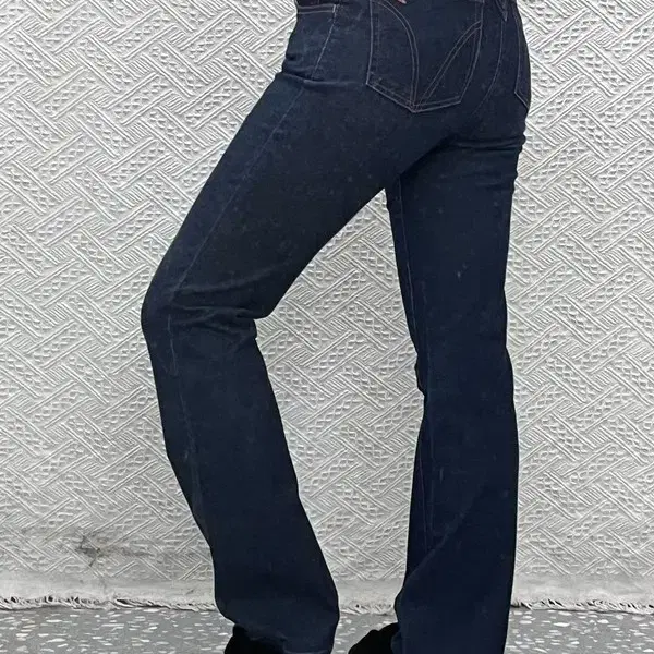 돌체앤가바나 빈티지 레트로 갸루 벨티드 데님팬츠 27인치 C13846