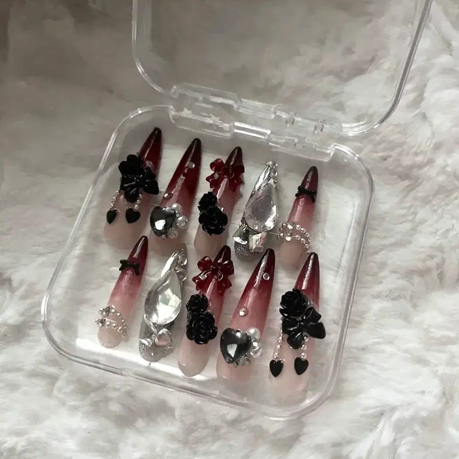 주문제작 수제 네일팁 갸루양산형지뢰계스나계고딕펑크
