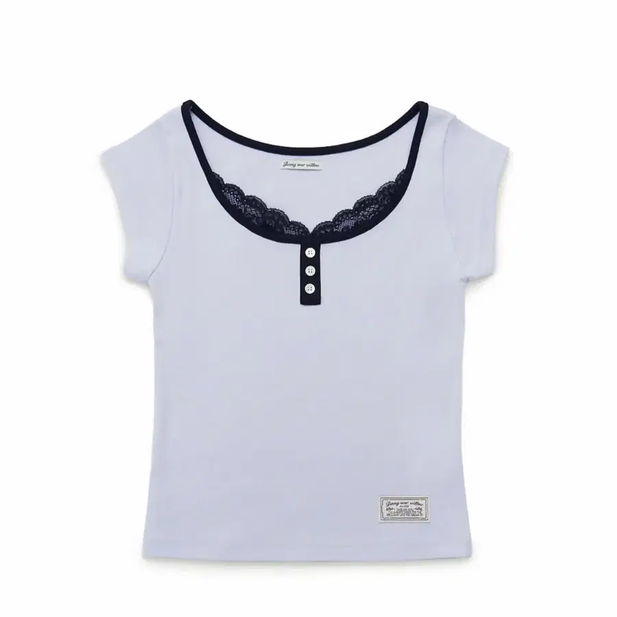 제니오버윌로우 lace button tshirt
