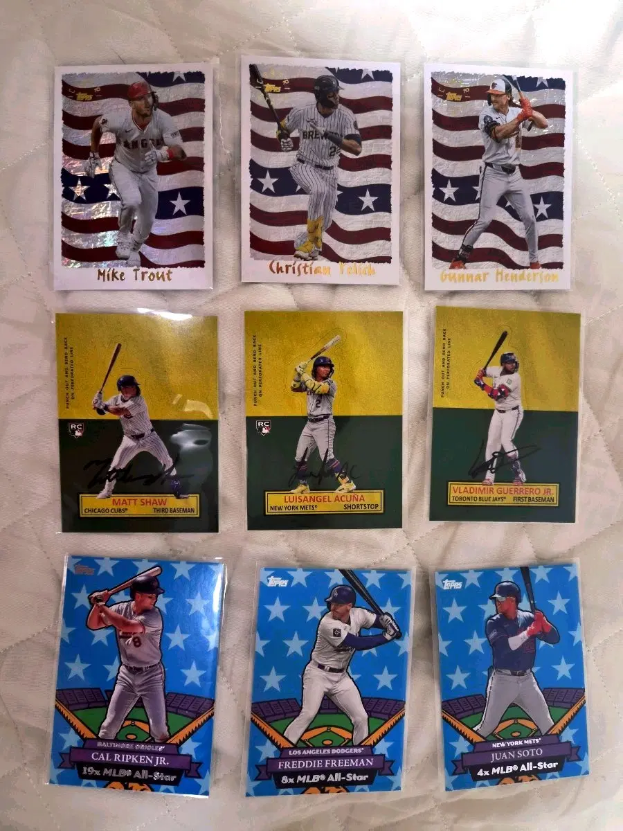 25 topps archives 캘 립켄 주니어/프레디 프리먼/후안 소토/마이크 트라웃/블라디미르 게