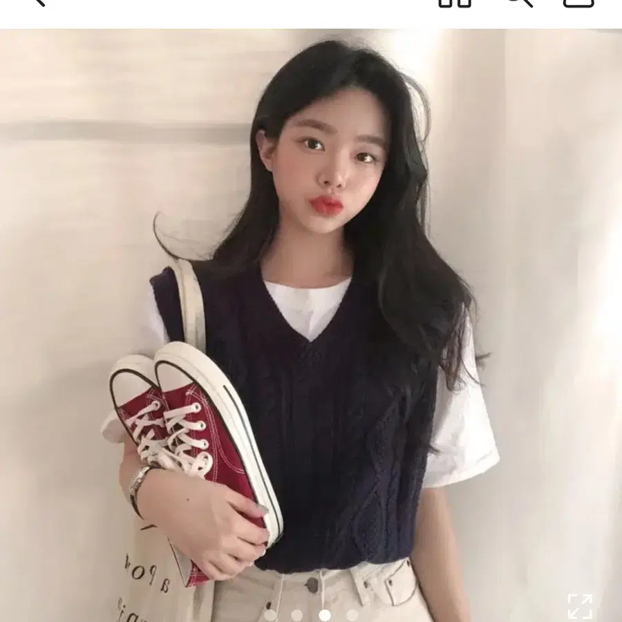크롭 니트조끼 네이비