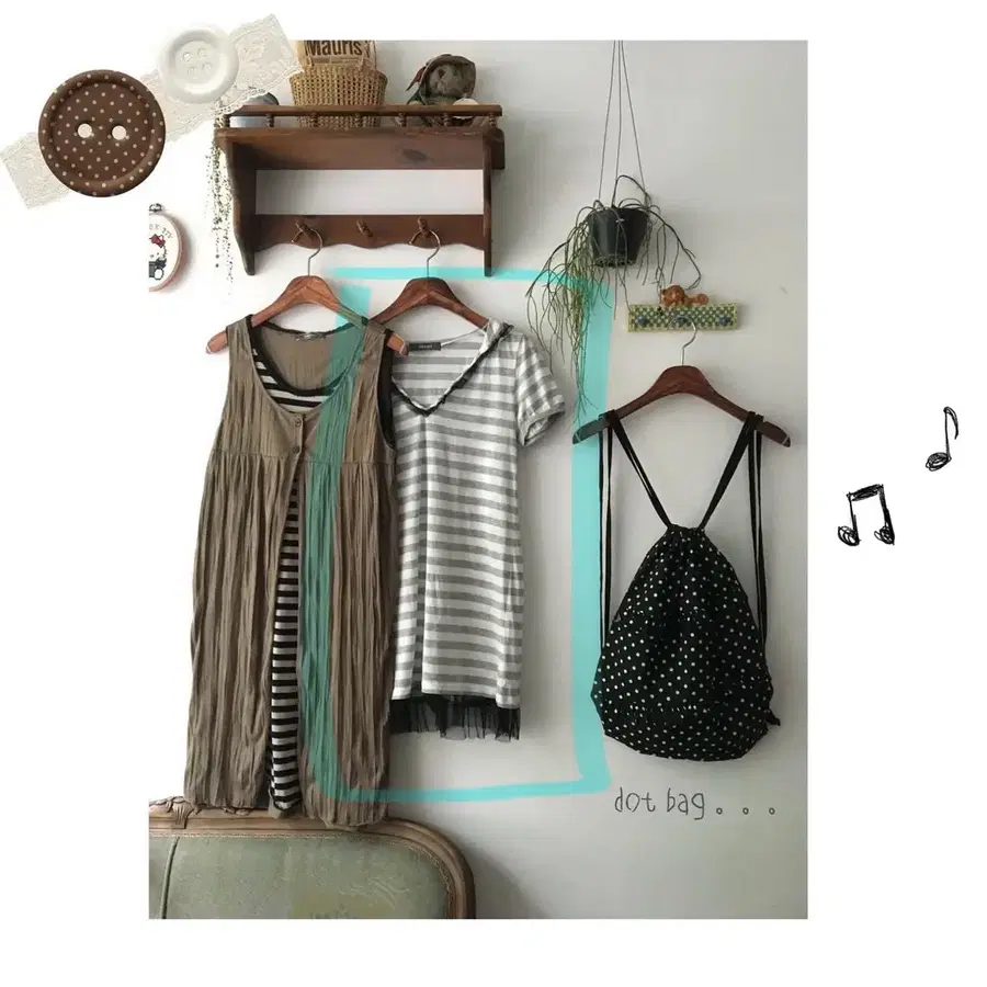 Joky gal 봉지빈티지 일본 모리걸 그레이 스트라이프 후드 원피스