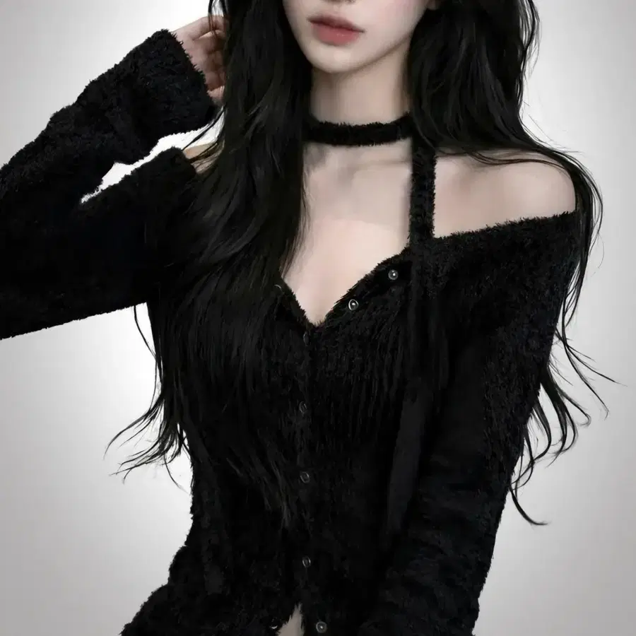 소울즈컬러 Vivien snap wool knit scarf set