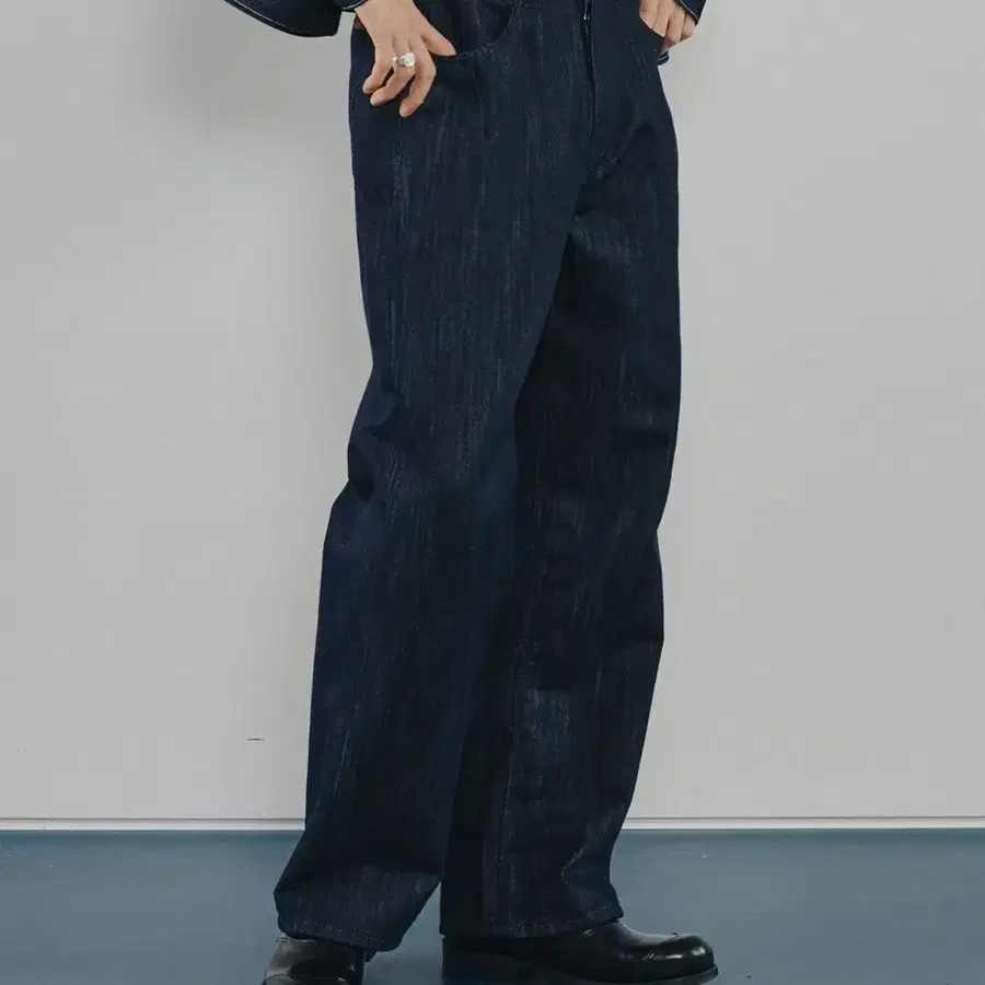 모덴아르더 더블 버튼 와이드 데님 팬츠 청바지 인디고 30