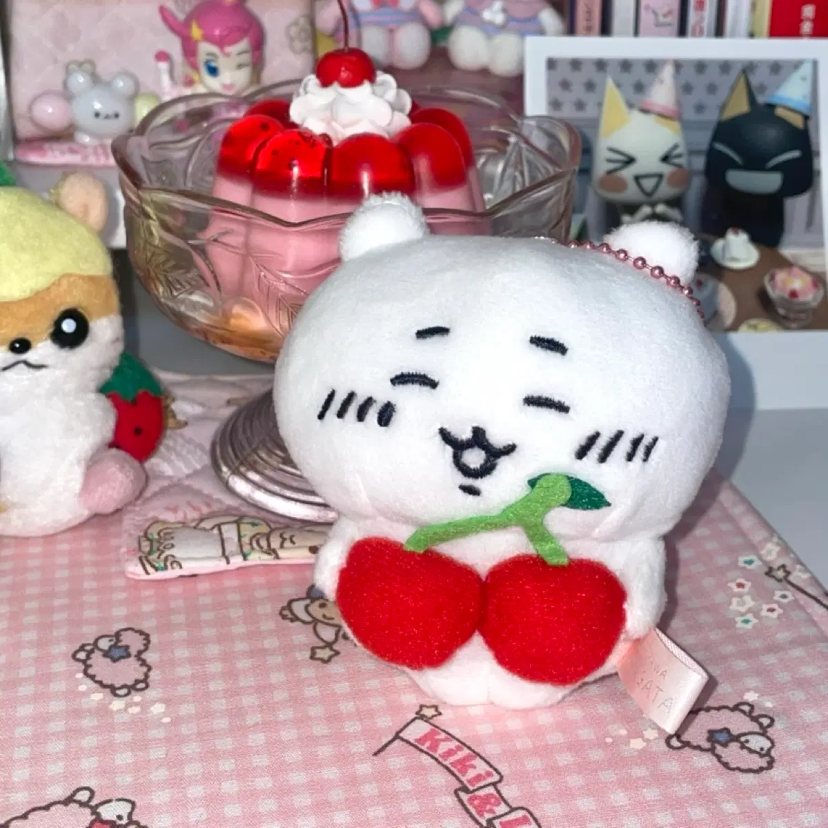 치이카와 누이 봉제 인형 마스코트 키링 체리 사쿠란보 먼작귀