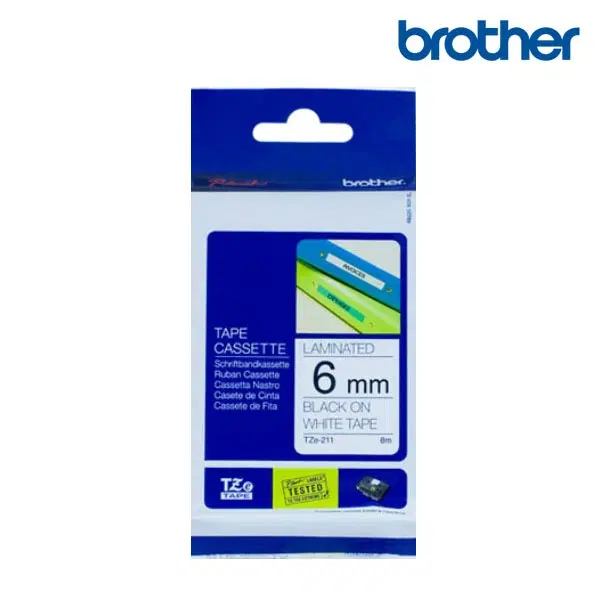 딜러가격(새상품)[Brother] TZe-211 라벨테이프 바탕(흰색)/글씨(검정) 6mm