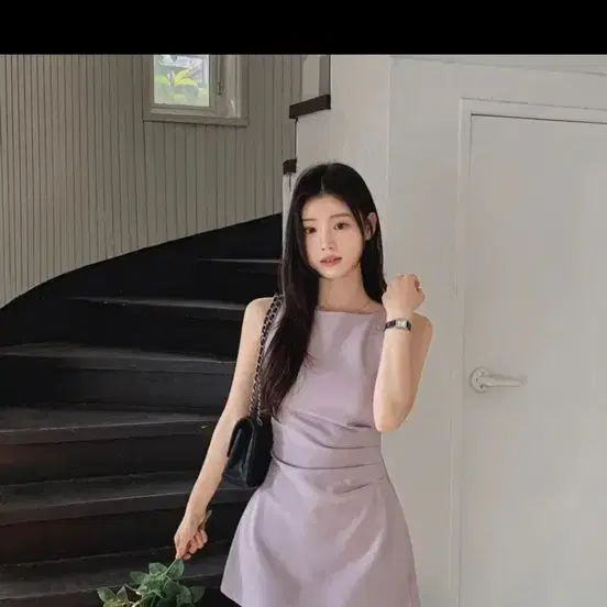 퍼플 셔링 미니 원피스 s