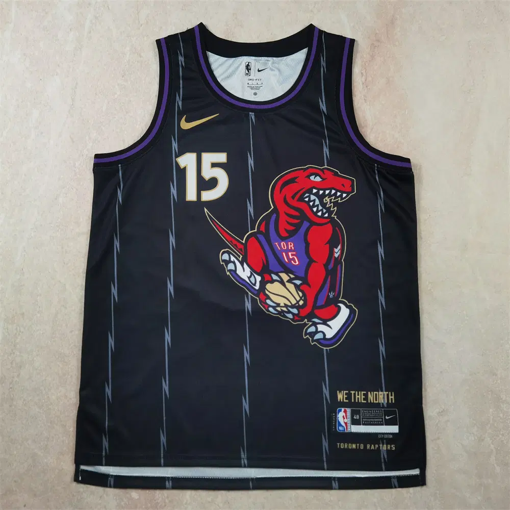 NBA 농구 유니폼 2025년형 토론토 랩터스 15번 블랙 시티 에디션 열압축 유니폼 CARTER
