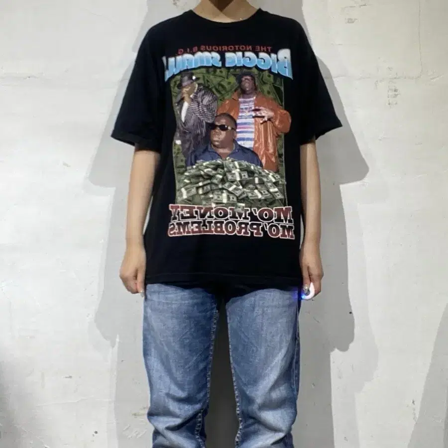 비기 스몰즈 Mo Money Mo Problems 랩 티셔츠 M
