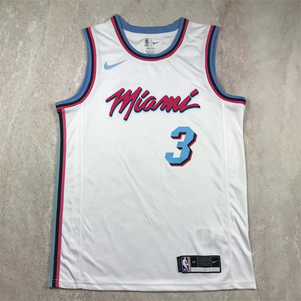 NBA 농구 유니폼 마이애미 히트 3 화이트 시티 에디션 핫 프레셔 유니폼 WADE