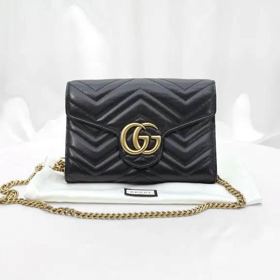 Gucci(구찌) 474575 블랙 마틀라세 GG 마몽 미니 체인 크로스백