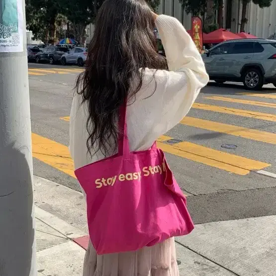 위드아웃썸머 마젠타 에코백