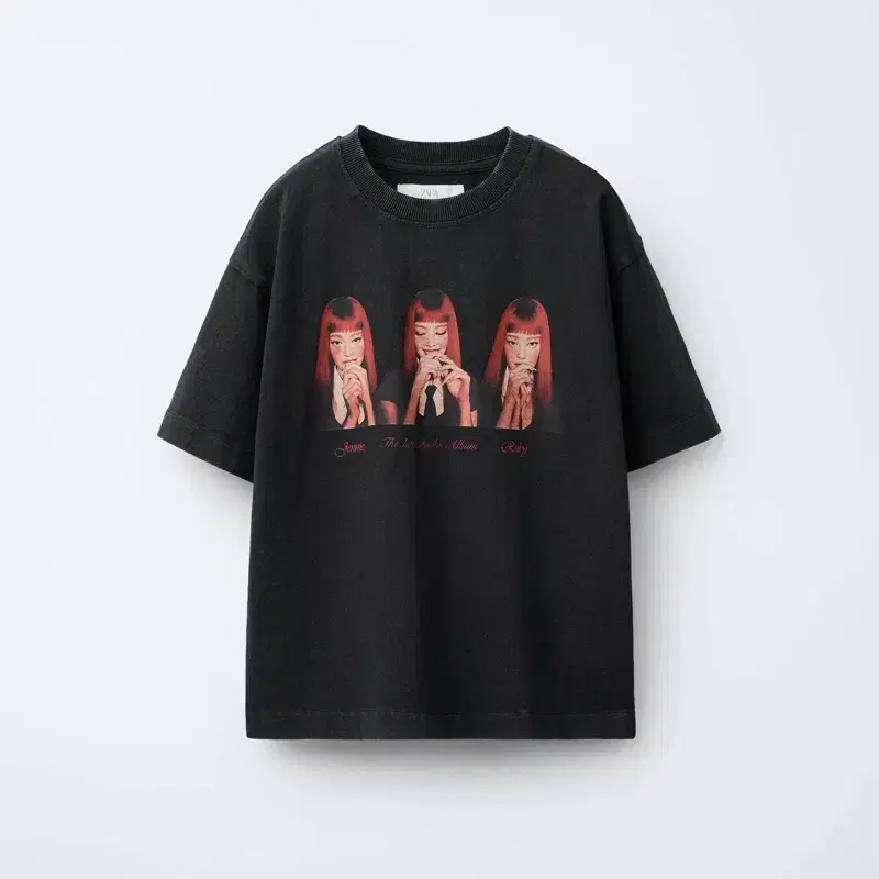 [미착용 새상품] 자라 x 제니 그래픽 반팔 티셔츠 zara 크롭 블랙핑크 프린팅 굿즈