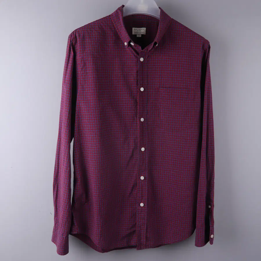 클럽모나코(Club Monaco) 모던 슬림 피트 레드 체크 긴팔 셔츠 (L)