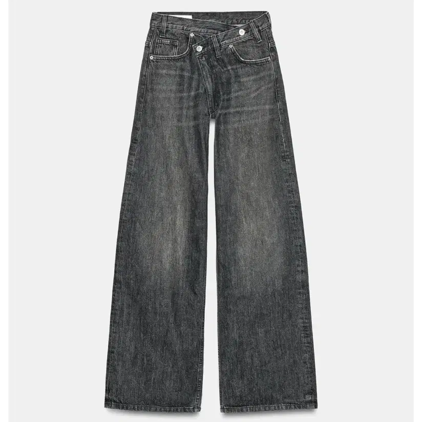 자라 청바지 진 JEANS TRF WIDE LEG 교차 허리 하이웨이스트