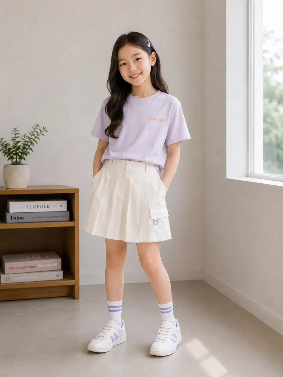 130사이즈 디스커버리 반팔티셔츠 연보라색 정품 키즈