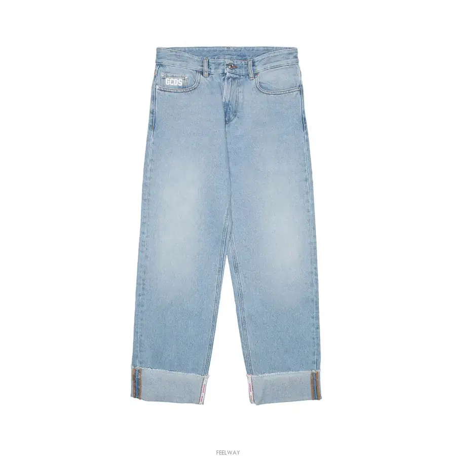 GCDS Logo Cuffed Wide Jeans