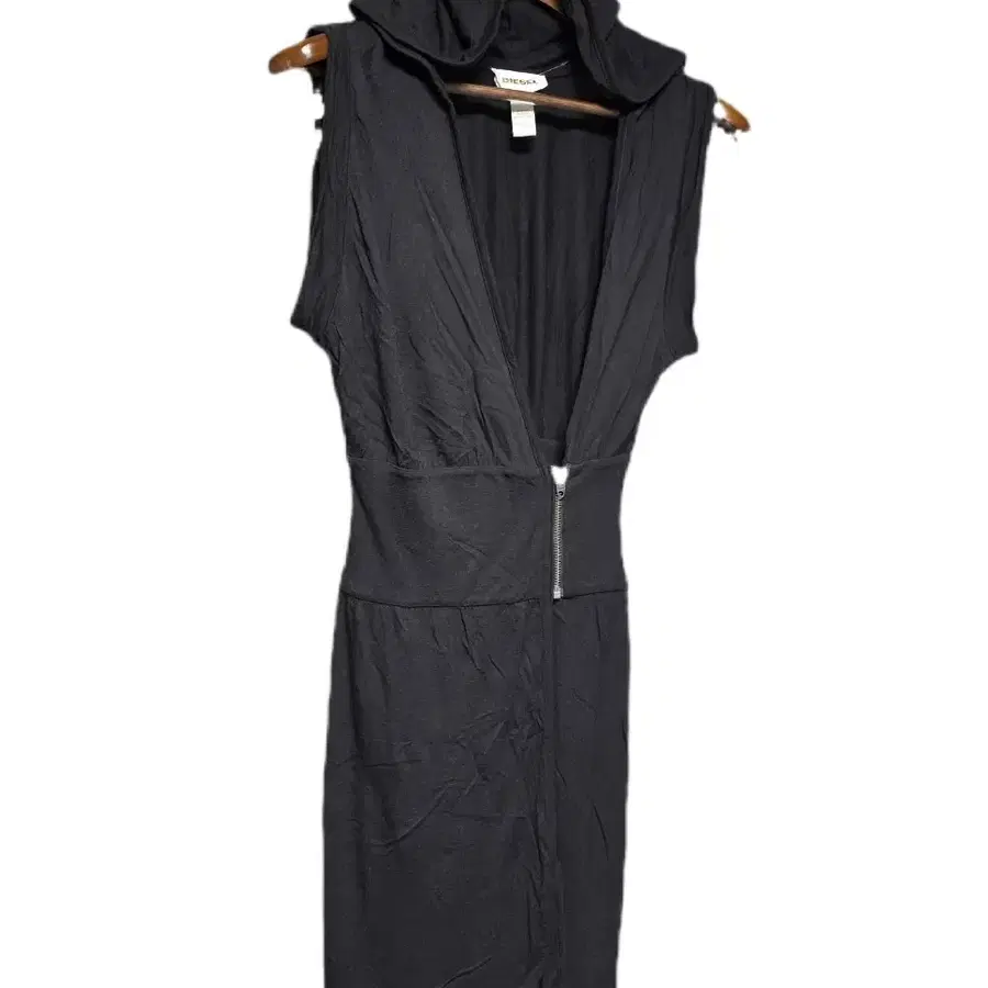 Diesel Gothic Hooded Rayon Wool 드레이프 원피스